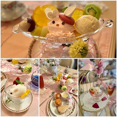 かわいいバニーパフェのアフタヌーンティー